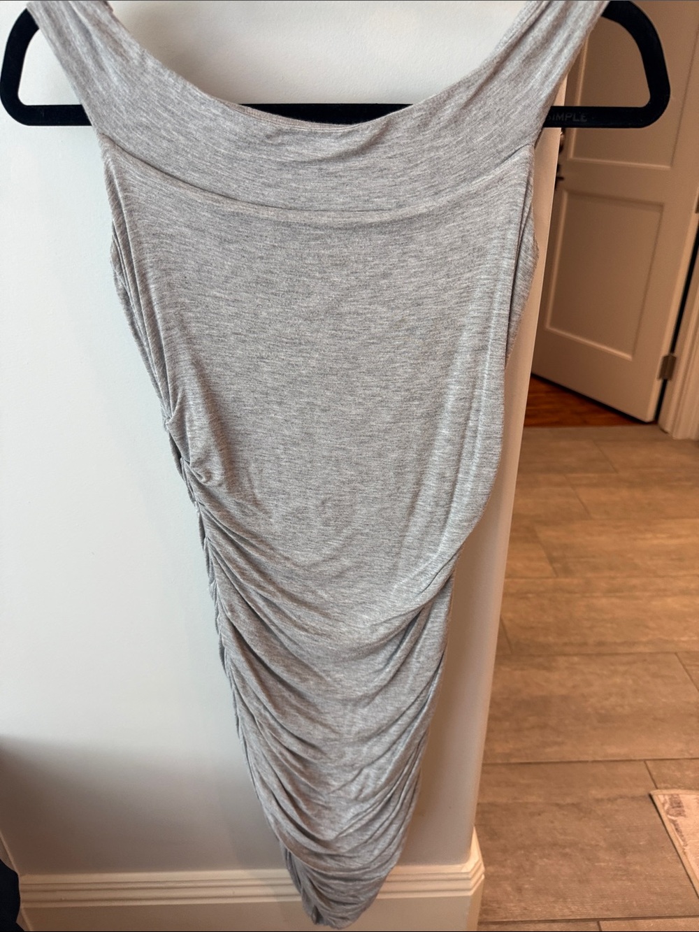 Bailey 44 Light Heather Gray Ruched Midi Tank Dress